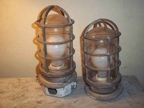 PAIR Vintage Industrial Cage KILLARK Explosion Proof Light Fixtures