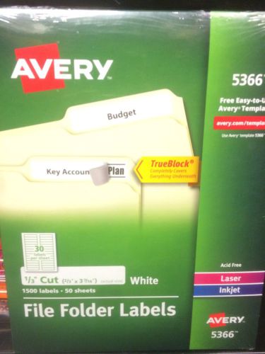 Avery Labels 5366 2/3&#034; X 3 7/16&#034; 1500 Labels-50 Sheets
