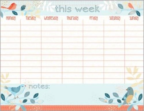 Aztec Birds Weekly Calendar Pad with Attachable Magnet
