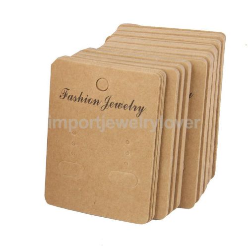 100 Rectangle Kraft Paper Earring Studs Holder Hanging Tags Label Cards bulk