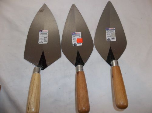 3 Nu-Pride Brick Trowels 10&#034; x 4-3/4&#034; London Style &amp; 10&#034; x 5&#034; Philadelphia Style