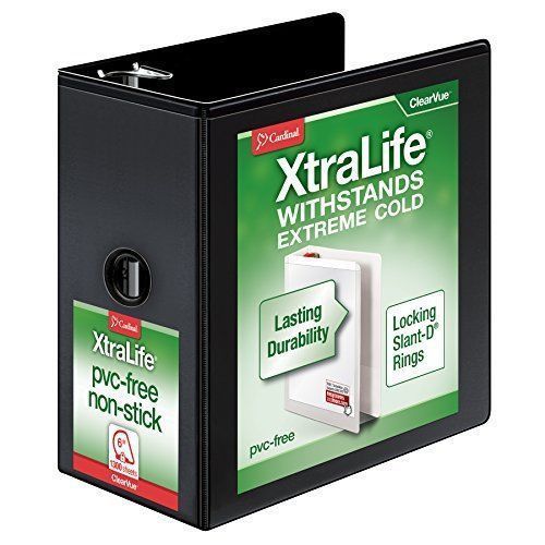 Cardinal XtraLife ClearVue Non-Stick Locking Slant-D Ring Binder 6-Inch, #26361