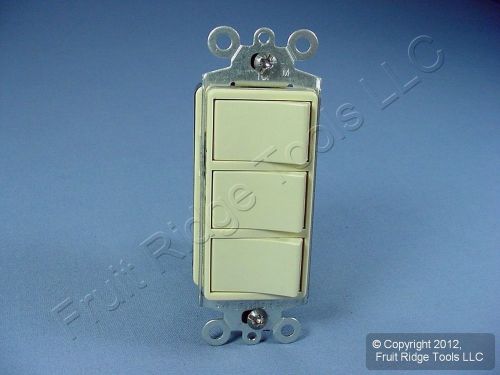 Leviton Ivory Decora Single Pole Triple Rocker Wall Light Switch Control 1755-I