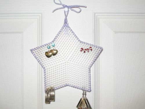 * Hanging Earring Holder  PURPLE GLITTER STAR smaller