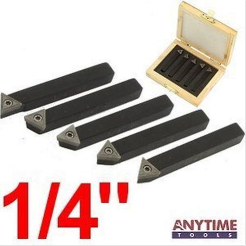 Anytime Tools 5 Piece 1/4&#034; MINI LATHE INDEXABLE CARBIDE INSERT TOOL BIT SET