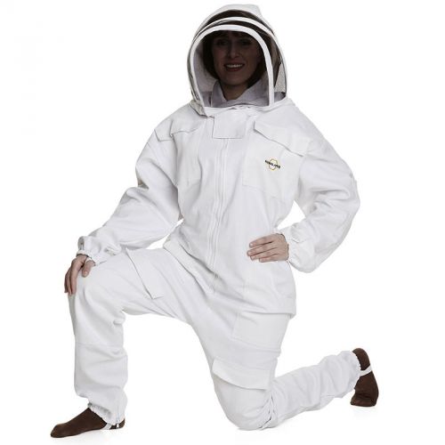 Professional cotton full body beekeeping suit w/ supporting veil hood -plus size for sale
