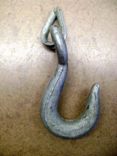 Galvanized crane hook 6&#034; long round eye cable sleeve lightly used free shipping for sale