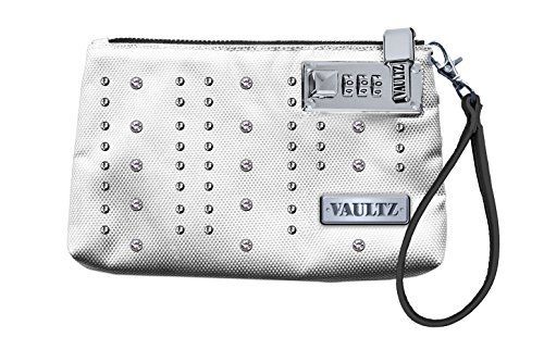 Vaultz 5.5 x 8 inches locking wristlet, white with studs (vz00763) for sale