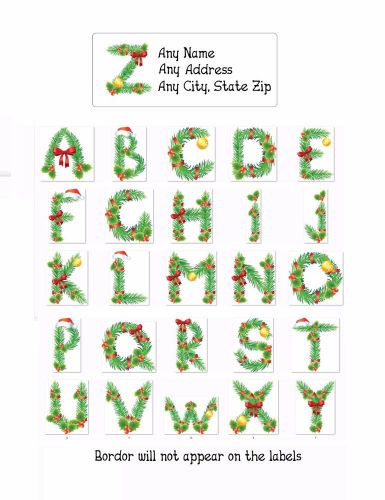 30 Personalized Address Holly Alphabets Christmas Labels Buy 3 Get 1 free(ch1)