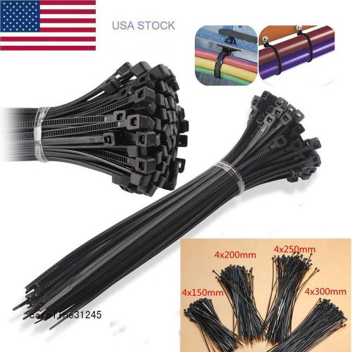 100 pcs 200/300mm Nylon Plastic Zip Trim Wrap Cable Loop Ties Wire Self-Locking