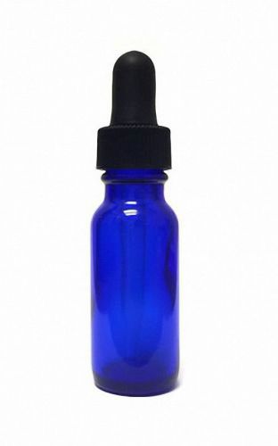 Boston Round Cobalt Blue Glass Dropper Bottles 1/2 oz (15 ml) (Lot of 24)