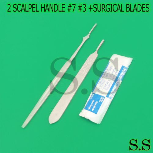 SCALPEL KNIFE HANDLES #3 #7 WITH 30 STERILE SURGICAL BLADES #10 #11 #15