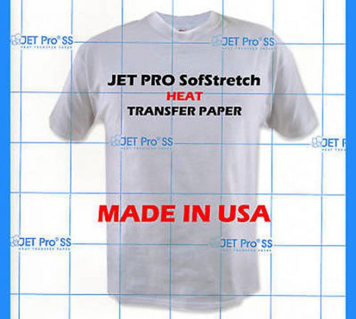 JET PRO SOFSTRETCH INKJET HEAT IRON ON TRANSFER PAPER 8.5 X 11&#034; - 1 SHEET :)