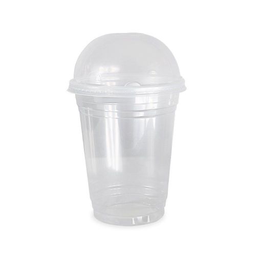 Comfy package 50 sets 16 oz. plastic crystal clear cups with dome lids for cold for sale