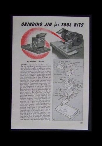 Tool bit grinding jig - metal lathe+ shaper how-to build plans for sale