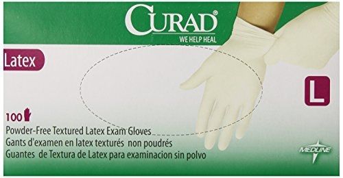 Curad Powder-Free Latex Exam Gloves, Large, 100 Count