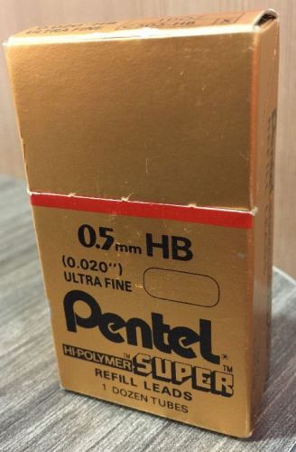 Pentel Refill Leads 0.5mm C505-HB Hi=Polymer Super Fine  0.020&#034; 1 dozen Tubes