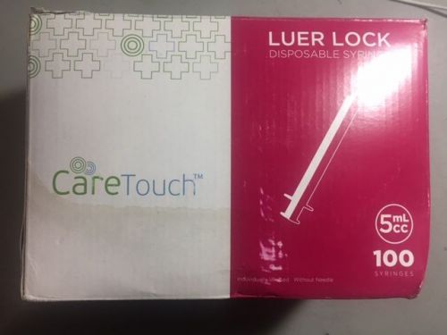 5ml Syringe Only With Luer Lock Tip 100 Syringes By Care Touch No Needle NEW F/S