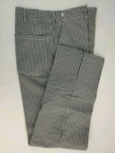 Chef Pants Black White Checker Waist 30 32 Snap Flat Front Hospitality Hotel