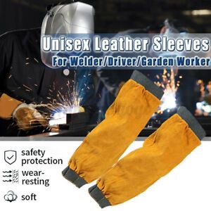 2X Gardening Welder Sleeves Protector Men Women Thorn Proof Leather  F