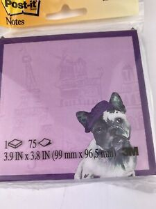 Post-it Super Sticky Printed Notes Pet Designs 1 Pad Paris Eiffel Dog Purple New