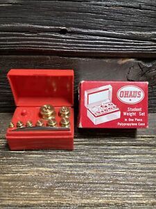 OHAUS® 1970&#039;s Vintage 14-Piece Student Metric Weight Set in Original Box *VG-EX*