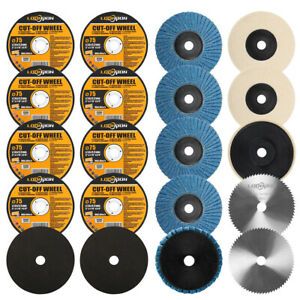20Pcs 3in HSS Blades Cutoff Wheels Polishing Pads Flap Discs for Angle Grinder