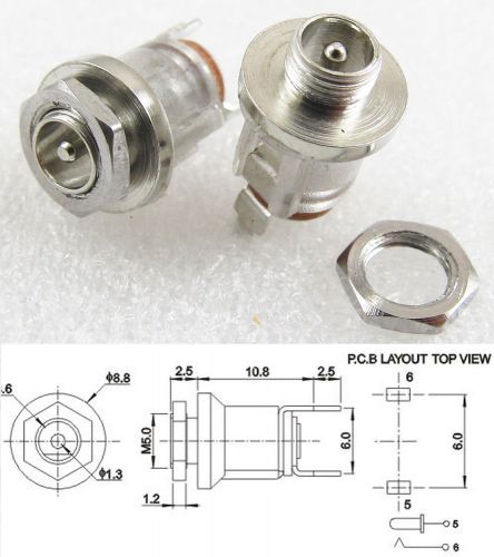 50pcs transparent dc jack female socket panel-mount connector 3.5 x 1.3mm new for sale