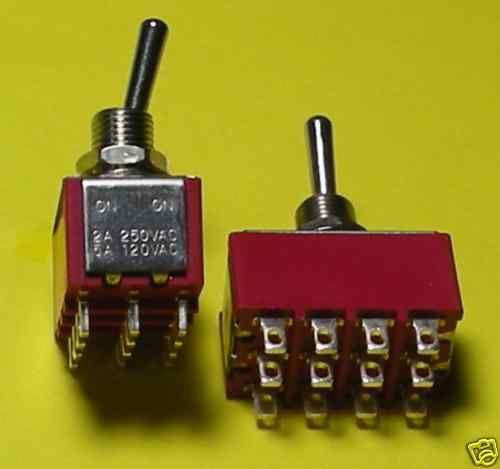 50pcs,120v,250v 12-terminal 4pdt on on switch,ul veri, for sale