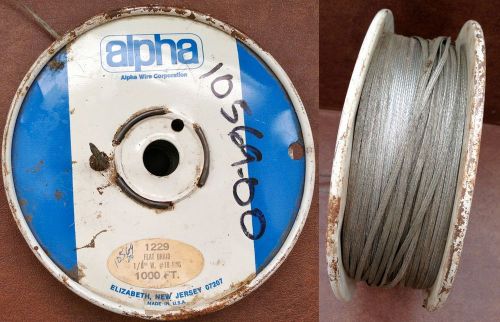 1000&#039; ROLL ALPHA 1229 FLAT BRAID WIRE STRAP CABLE 1/8&#034; W x #18 AWG, NOS, Vtg