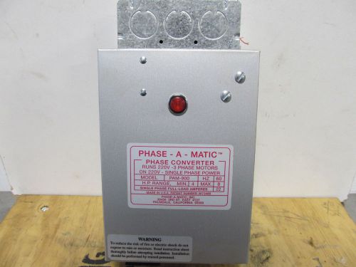 Phase-a-matic phase converter pam-900 60hz 4hp min 8hp max for sale