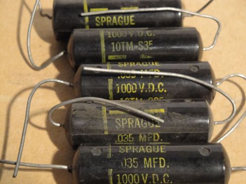 5 EA Vintage SPRAQUE BLACK BEAUTY .035UF 1000V Axial Capacitor Tube Audio