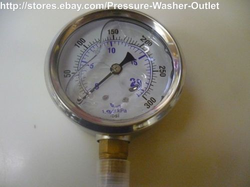 0-300 PSI Liquid Filled Pressure Gauge PIC Brand 1/4NPT Bottom Mount 2 1/2 Face