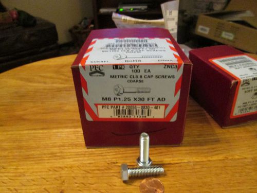 M8 x 1.25 x 30 full thread Metric Hex Bolts. Grade 8.8, Qty: 100. Manu: PFC