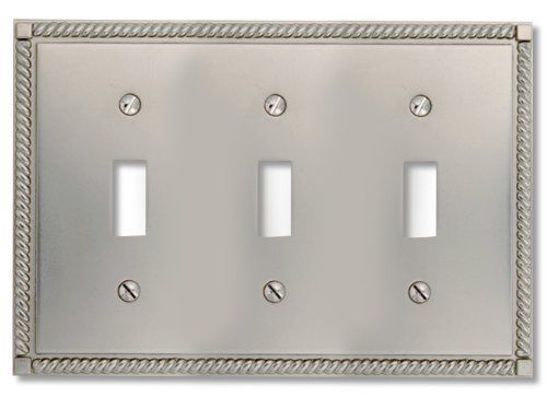 Amerelle 54TTTN Georgian 3 Toggle Wallplate  Satin Nickel