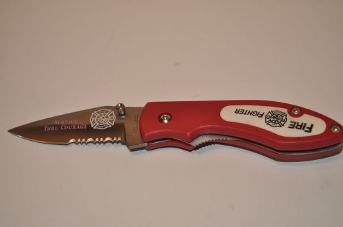 FIRE FIGHTER FOLDING POCKET KNIFE - SERVICE THRU COURAGE FD NO RESERVE