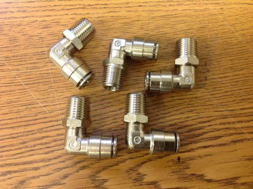 Push to connect swivel male 5/16&#034; tube 1/4&#034; male pipe elbow 1169x5x4s lot of 5 for sale