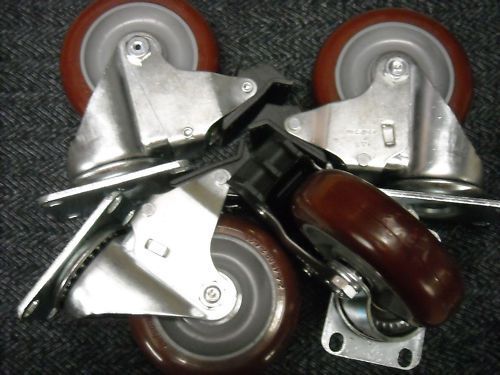 4 new 4&#034; total lock swivel casters heavy duty (set*) for sale