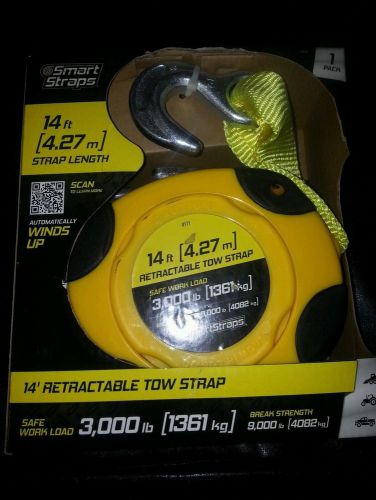 Smart Straps 14 foot retractable tow strap, 3000lb safe Workload! NIB!