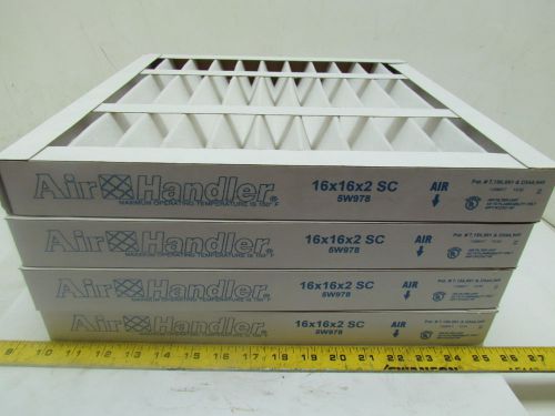 Air handler 5w978 pleated air filter standard capacity 16x16x2 lot of 4 for sale