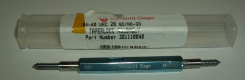 Vermont gage 4-40 unc 2b p/n: 301110040 taperlock thread plug gage (go - no go) for sale