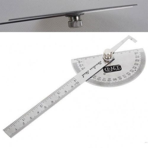 1PCS Stainless Steel 0-180 degrees with Round Head Protractor 0-10CM ruler TOOL