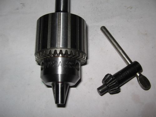 Jacobs # 2A Drill Chuck/Key, 1/2&#034; Straight Shank,JT2 Mount,0-3/8&#034;Capacity