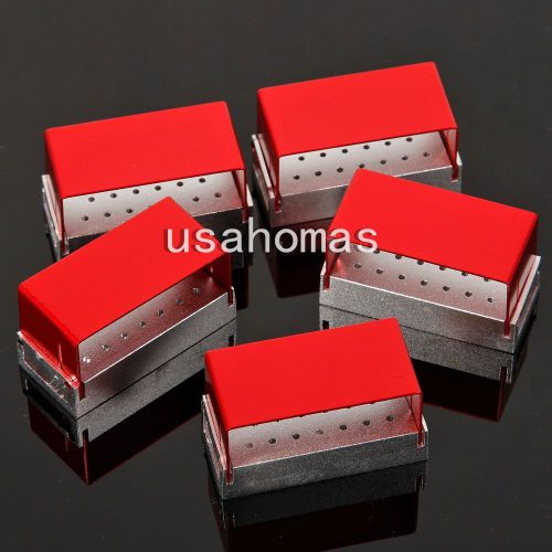 5X Dental FG1.6mm Burs Holder Block ALUMINIUM Autoclave Disinfection Box 20 Hole