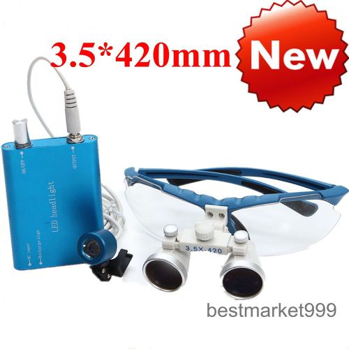 Promotion Dental Surgical Medical Binocular Loupes 3.5X 420mm + LED Light Lamp