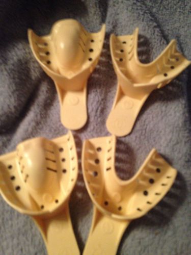 4 Different Dental Impression Trays 3&amp;5 Upper, 4&amp;6 Lower Plastic Reusable