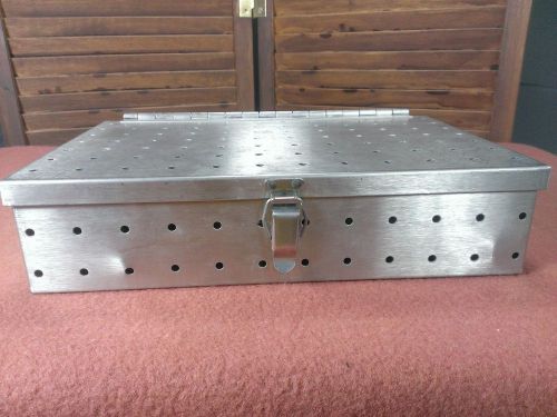 Rare Sterilization Surgical Equipment Tray w/ Clasp 12&#034; x 8&#034; x 3&#034;