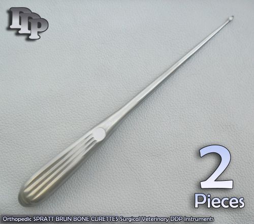 2 Pcs Orthopedic SPRATT BRUN BONE CURETTES 2/ 9&#034; Surgical DDP Instruments