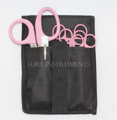 5 Piece PINK Paramedic Set With Case - Diagnostic EMT Nursing EMS Emergency