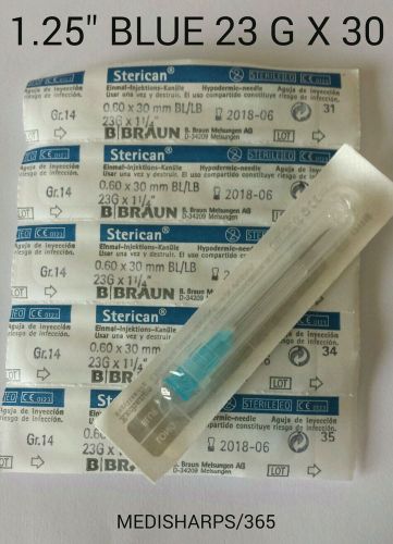 30 X HYPODERMIC SYRINGE NEEDLE (B BRAUN BLUE 23G 1.25&#034;)